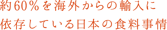 約60％を海外からの輸入に依存している日本の食料事情